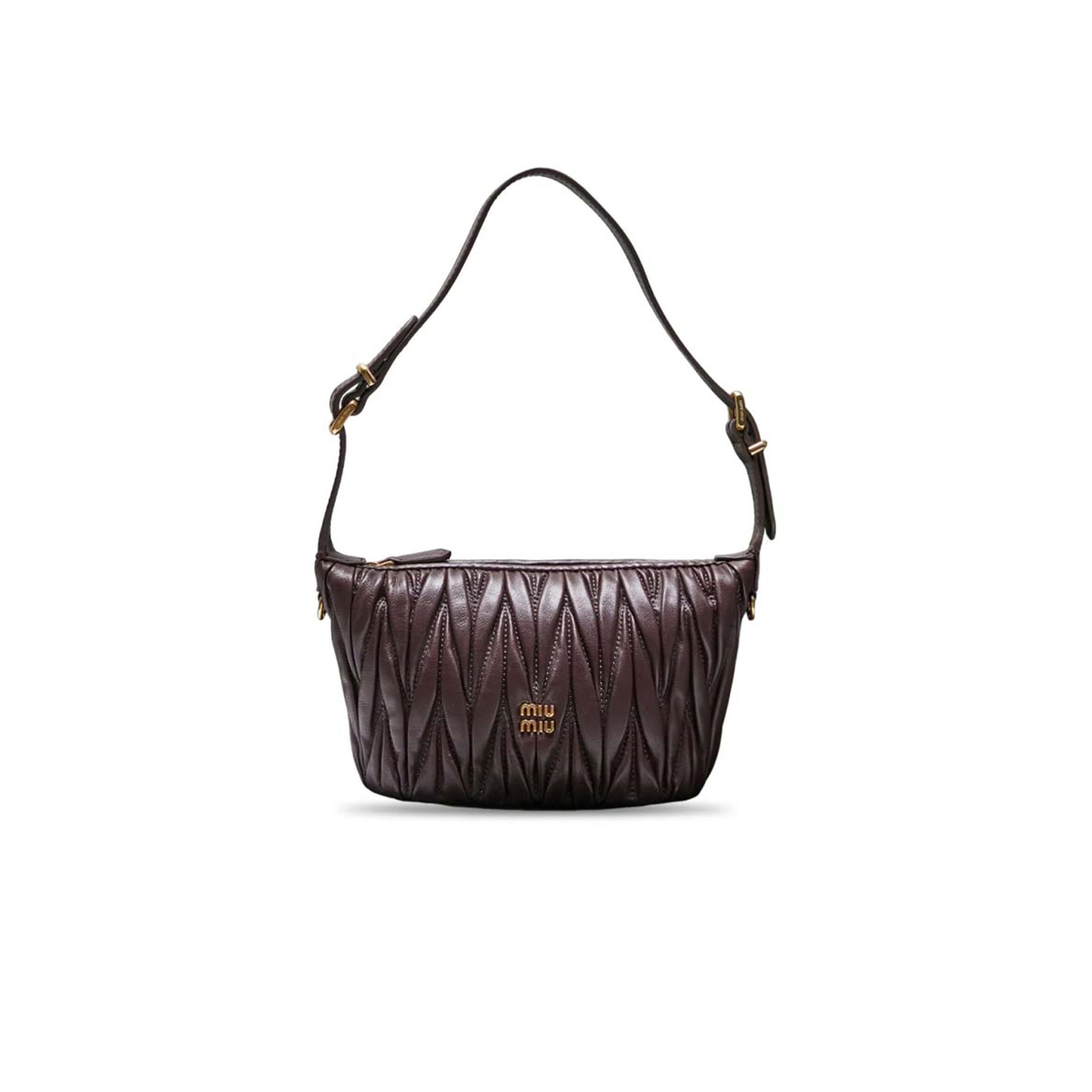 MIU MIU NAPPA MATELASSE POUCH SABBIA CAFFE 5NE026 (15*8.5*8cm)